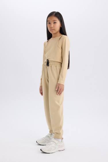 Девочки джоггеры с карманами и эластичной талией