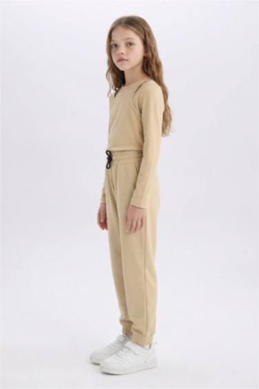 بنطلون بجامة رياضي بناتي جوجر بجيب