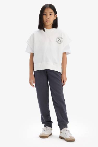 Kız Çocuk Beli Lastikli Jogger Eşofman Altı