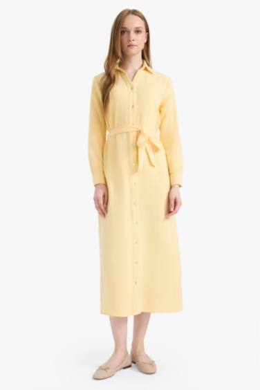 Shirt Collar Muslin Dress