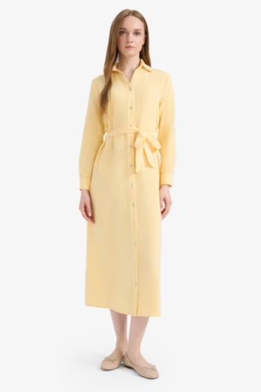 Shirt Collar Muslin Dress