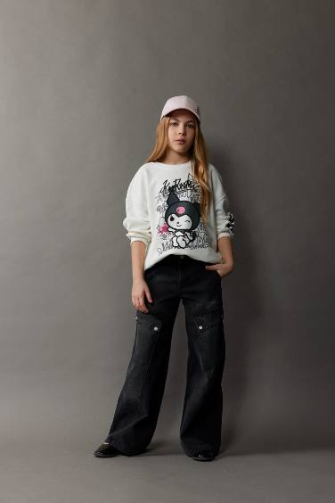 Girl Wide Leg Cotton Cargo Pants