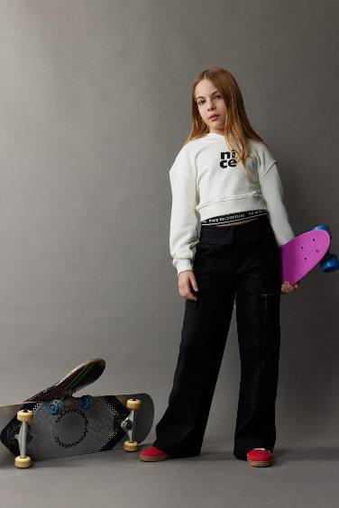 Kız Çocuk Wide Leg Kargo Geniş Paça Pamuklu Pantolon