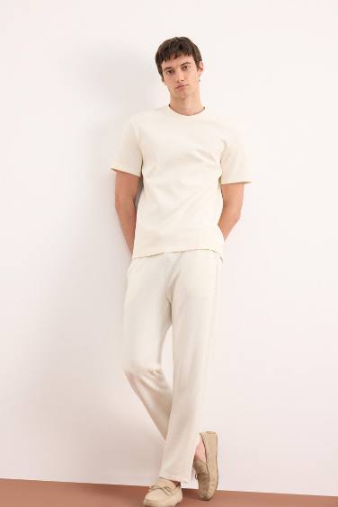 Regular Fit Tied Waist Straight Leg Sweatpants