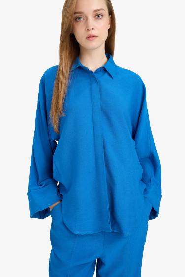 Relax Fit Linen Blend Long Sleeve Tunic