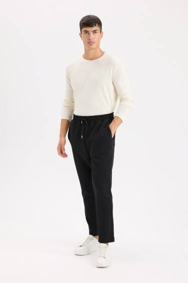 بنطلون سويت بانتس اسود رياضي تويل سليم فيت