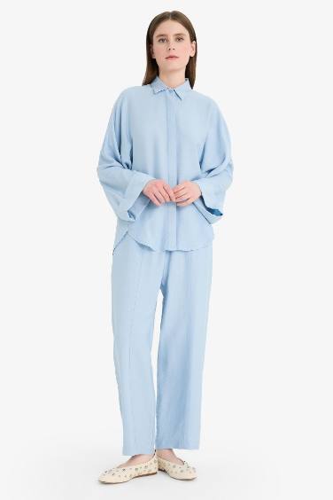 Harem Linen Blend Wide Leg Trousers