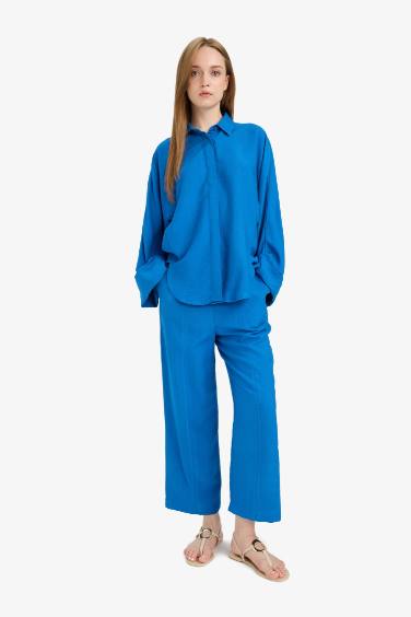 Harem Linen Blend Wide Leg Trousers