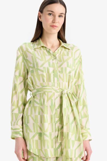 Relax Fit Viscose Printed Long Sleeve Tunic