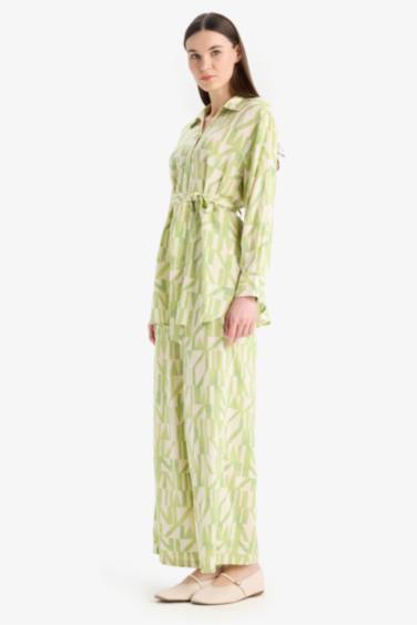 Wide Leg Printed Viscose Trousers