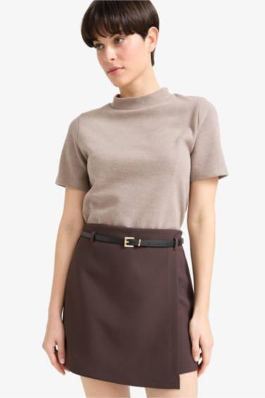 Slim Fit Half Turtleneck Short Sleeve T-Shirt