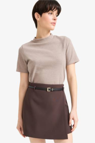 Slim Fit Half Turtleneck Short Sleeve T-Shirt