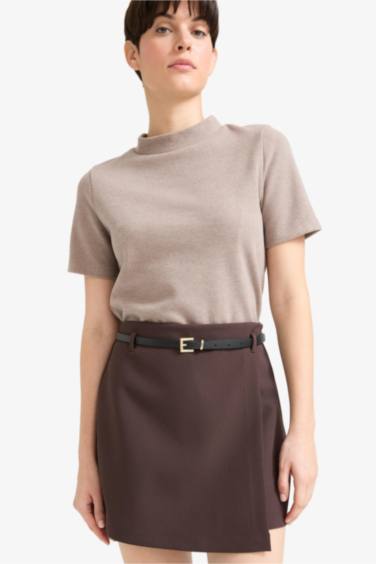 Slim Fit Half Turtleneck Short Sleeve T-Shirt