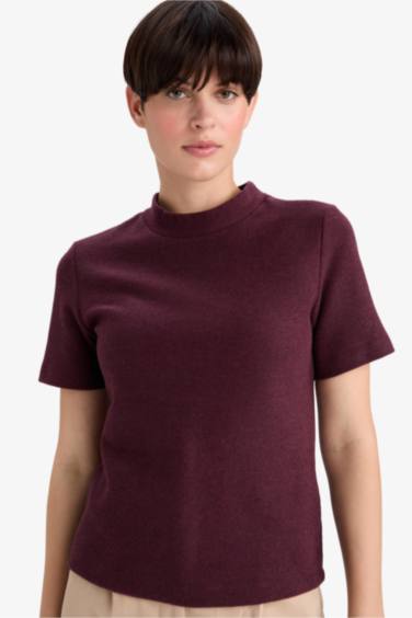 Slim Fit Half Turtleneck Short Sleeve T-Shirt