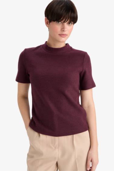 Slim Fit Half Turtleneck Short Sleeve T-Shirt