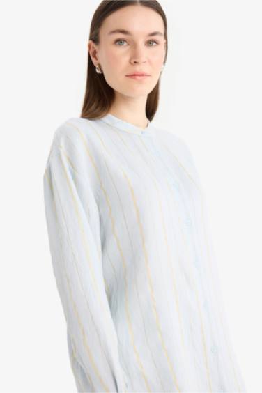 تونيك قميص مخطط كم طويل قصة مريحة