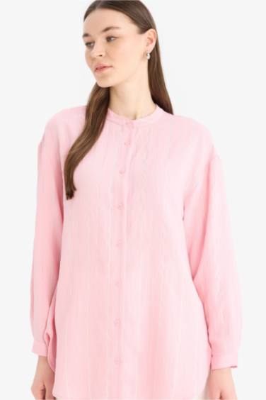 Tunique chemise rayée à manches longues Coupe décontractée