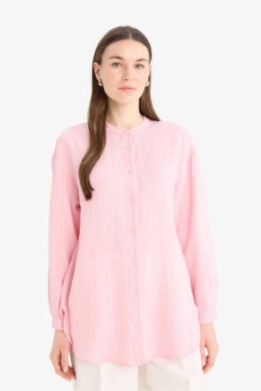 Tunique chemise rayée à manches longues Coupe décontractée