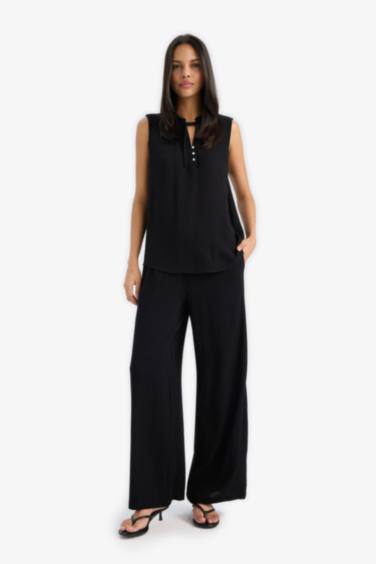 Fall in Love Regular Fit Flexible Waist Laced Beach Trousers