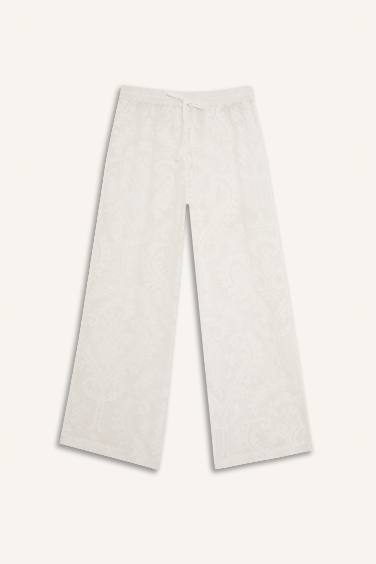 Fall in Love Lace Flexible Waist White Trousers