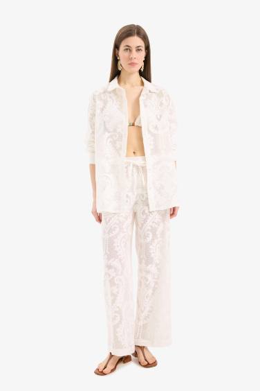 Fall in Love Regular Fit Lace Detailed Beach Shirt