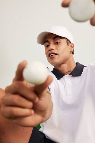 DeFactoFit Slim Fit Dar Kesim Polo Yaka Sporcu Kısa Kollu Pike Tişört