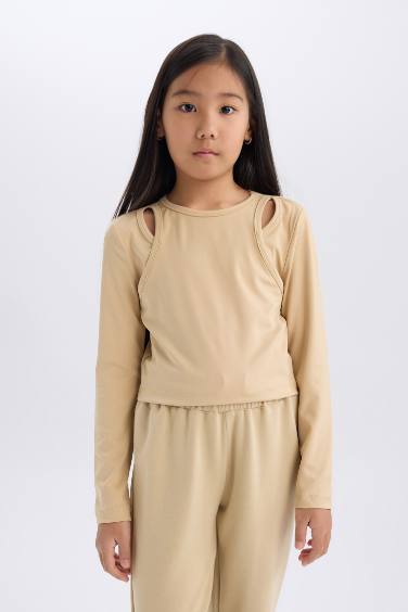 Girl Slim Fit Crew Neck Corduroy Camisole T-Shirt