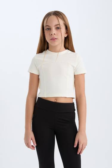 T-shirt slim à col rond pour fille