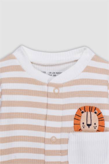 Baby Boy Newborn Striped Ribbed Camisole Jumpsuit