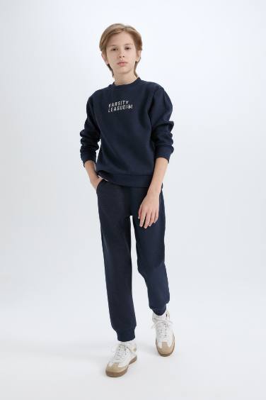 Boy Crew Neck Printed Sweatshirt Sweatpants 2 Piece Set