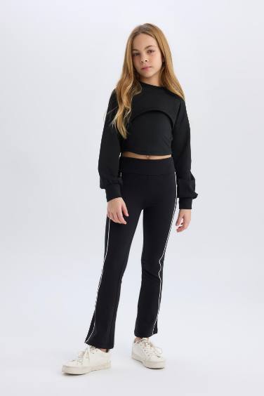 Длинные леггинсы для девочек с эластичным поясом