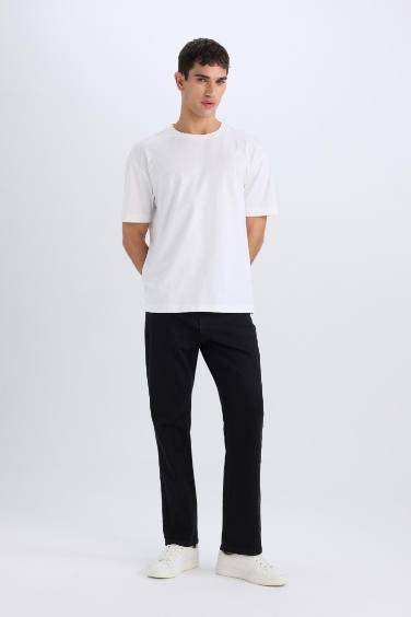 Diago Comfort Fit Rahat Kalıp Yüksek Bel Geniş Paça Siyah Jean Pantolon