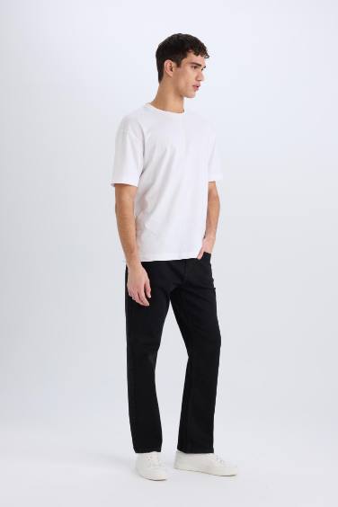 Diago Comfort Fit Rahat Kalıp Yüksek Bel Geniş Paça Siyah Jean Pantolon