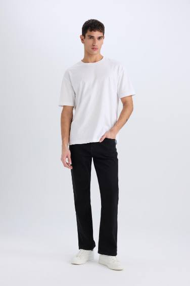 Diago Comfort Fit Rahat Kalıp Yüksek Bel Geniş Paça Siyah Jean Pantolon