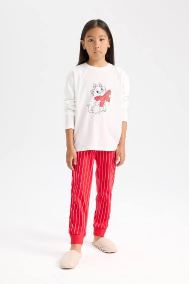Kız Çocuk Aristocats Pijama Takımı Uzun Kollu Üst Beli Lastikli Uzun Alt