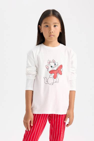 Kız Çocuk Aristocats Pijama Takımı Uzun Kollu Üst Beli Lastikli Uzun Alt