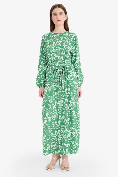 Regular Fit Crew Neck Printed Dress