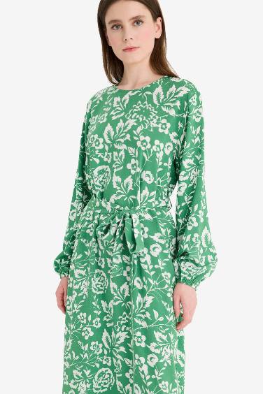 Regular Fit Crew Neck Printed Dress