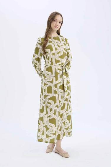 Regular Fit Crew Neck Printed Dress