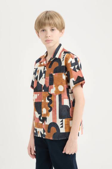 Boy Oversize Fit Patterned Shirt