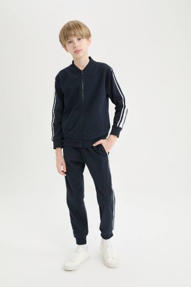 Boy Bomber Cardigan Elastic Waist Sweatpants 2 Piece Set