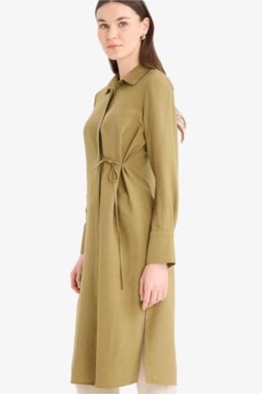 Chemise longue à col chemise et manches longues Coupe régulière