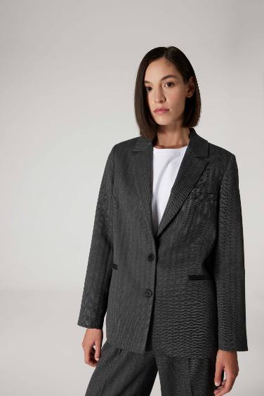Veste Blazer Oversize à Manche Longue et à boutons