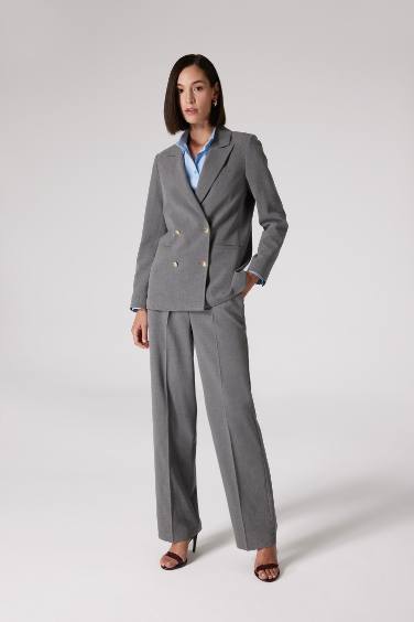 Sorbe x DeFacto Kruvaze Yaka Basic Düz Düğmeli Blazer Ceket