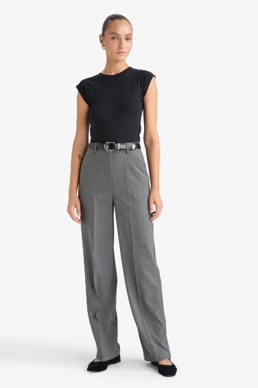 Straight Fit Regular Hem Trousers