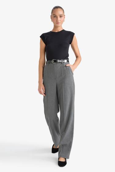 Straight Fit Regular Hem Trousers