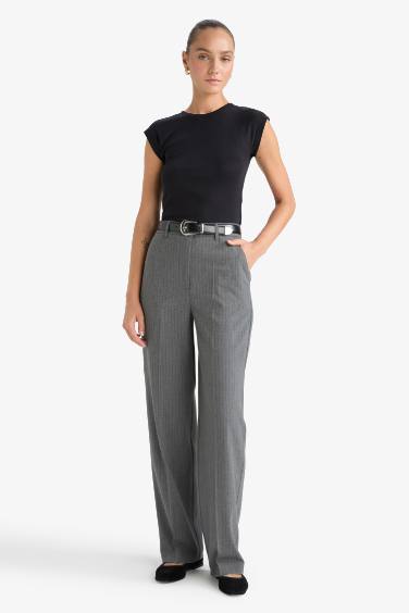 Straight Fit Regular Hem Trousers