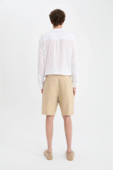 %100 Keten Yazlık Bermuda Şort - Görsel 8