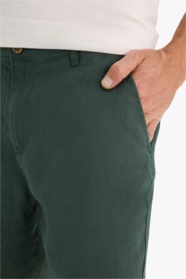 %100 Keten Yazlık Bermuda Şort - Görsel 5