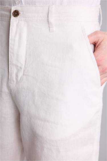 %100 Keten Yazlık Bermuda Şort - Görsel 5